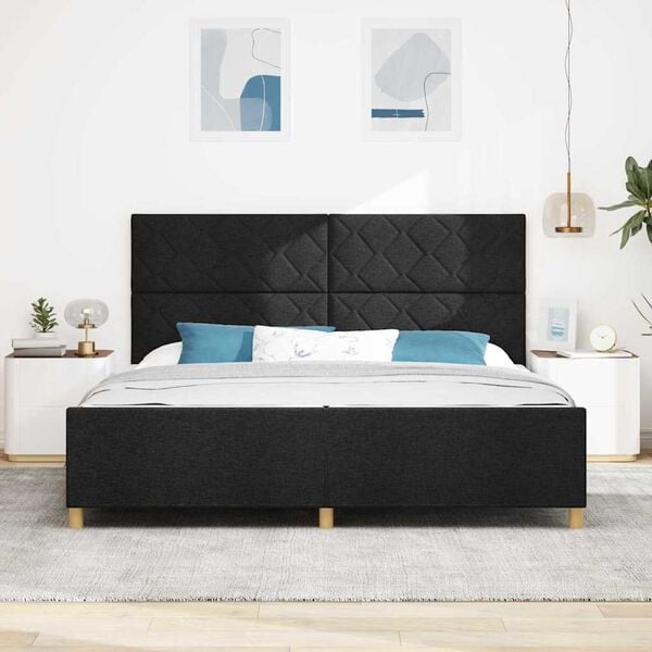 vidaXL Estructura de cama con cabecera Negro 200 x 200 cm tela