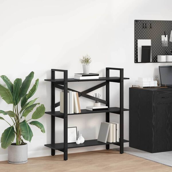 vidaXL Estante de libros Roble Negro 100 x 33,5 x 102 cm