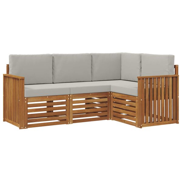 vidaXL Juegos de sof&aacute;s con coj&iacute;n 4 pcs Gris Natural y Claro