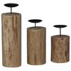 vidaXL Porta velas 3 pcs Natural Madera maciza de Teca