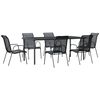 vidaXL Juego de comedor para jard&iacute;n 7 piezas acero y textilene negro