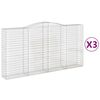 vidaXL Cestas de gaviones 3 uds forma de arco hierro 400x50x200/220 cm