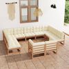 vidaXL Set de muebles de jard&iacute;n 11 pzs cojines madera pino marr&oacute;n miel