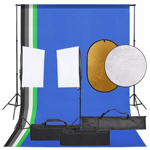 vidaXL Kit de estudio fotogr&aacute;fico con set de luces, fondo y reflector