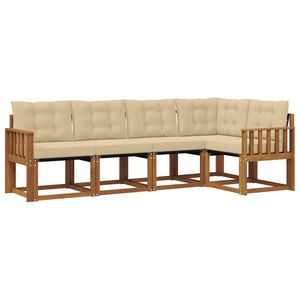 vidaXL Conjunto de sof&aacute;s de exterior con coj&iacute;n 5 pcs Natural y Beige