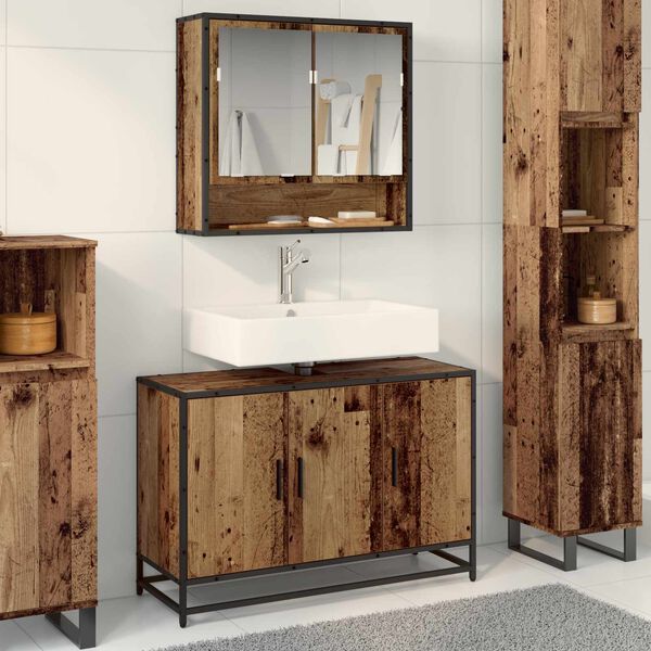 vidaXL Mueble de Cuarto de Ba&ntilde;o Madera envejecida 90 x 33 x 60 cm