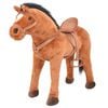 vidaXL Caballo de juguete de pie de peluche marr&oacute;n