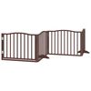 vidaXL Puerta para perros plegable 4 paneles &aacute;lamo marr&oacute;n roble 320 cm