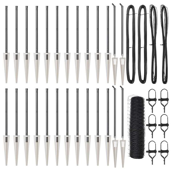 vidaXL Poste de Valla Gris 50 x 0,4 m (malla de 50 mm) Acero y PVC