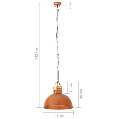 vidaXL Lámpara colgante industrial redonda mango cobre 42 cm E27