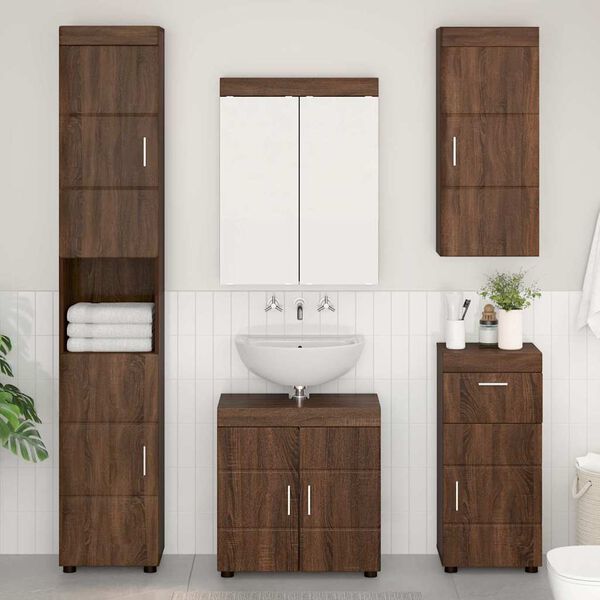 vidaXL Armario de pared para ba&ntilde;o TULUM Roble Marr&oacute;n 37 x 24,5 x 86 cm