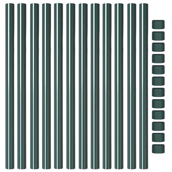 vidaXL Postes de cerca 12 pcs Verde 80 cm