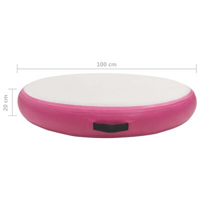 vidaXL Esterilla inflable de gimnasia y bomba PVC rosa 100x100x20 cm