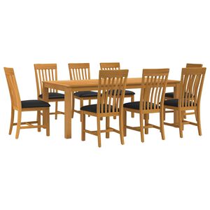 vidaXL Conjunto de comedor 9 uds. Negro Madera de Roble S&oacute;lido