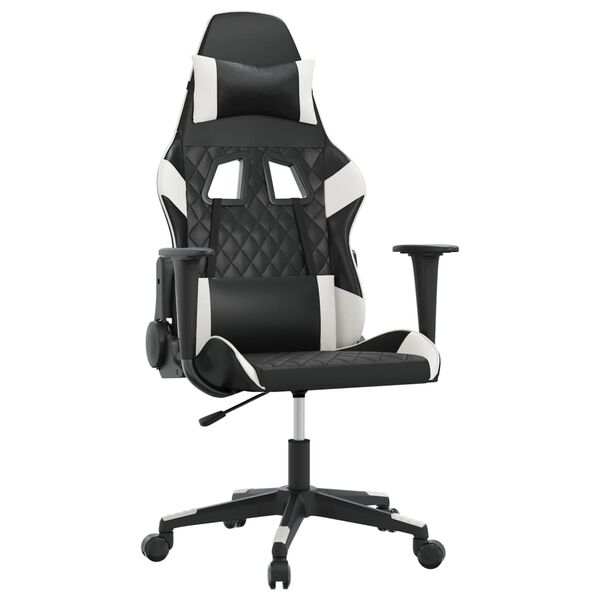 vidaXL Silla gaming cuero sint&eacute;tico negro y blanco
