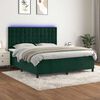 vidaXL Cama box spring colch&oacute;n y LED terciopelo verde oscuro 160x200cm