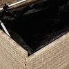 vidaXL Caja de almacenaje jard&iacute;n ruedas rat&aacute;n PE beige 160x55x75 cm