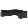 vidaXL Set de sof&aacute;s de jard&iacute;n 10 pzas cojines rat&aacute;n sint&eacute;tico negro