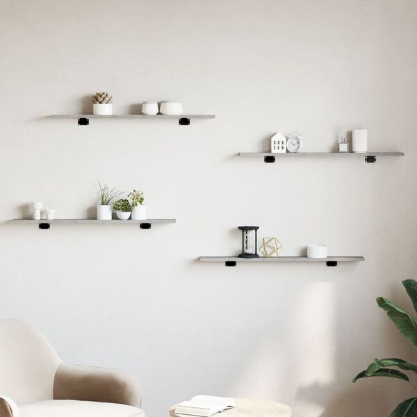 vidaXL Estante estanter&iacute;a 8uds contrachapada gris hormig&oacute;n 80x10x1,5cm