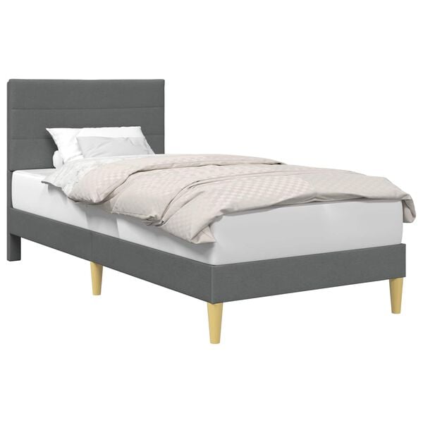 vidaXL Estructura de cama con cabecera Gris oscuro 90 x 200 cm tela
