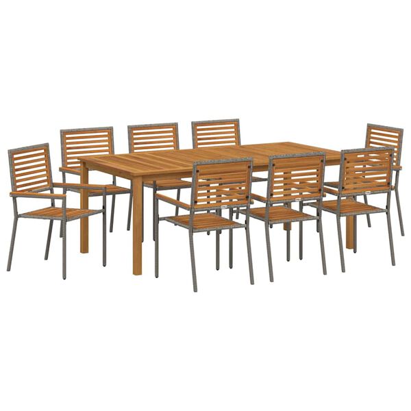 vidaXL Conjunto de Comedor de Jard&iacute;n 9 pcs Gris