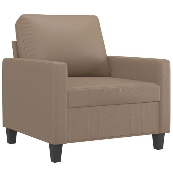 vidaXL Sill&oacute;n con taburete cuero sint&eacute;tico color capuchino 60 cm