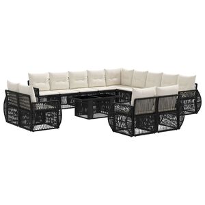 vidaXL Conjunto de sof&aacute;s de jard&iacute;n 14 uds. Negro y Blanco Crema