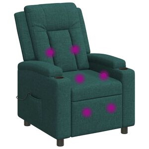 vidaXL Sill&oacute;n de masaje reclinable Verde oscuro 75 x 95 x 100 cm Tela