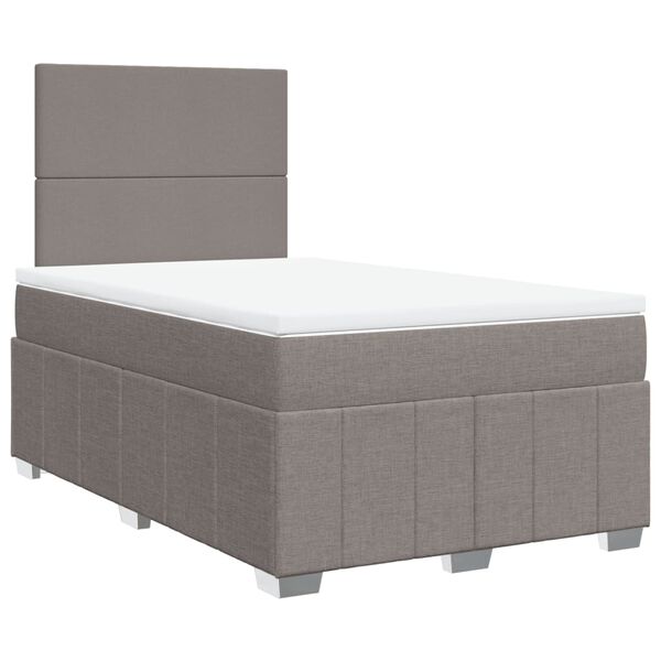 vidaXL Cama box spring con colch&oacute;n tela gris taupe 120x190 cm