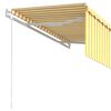 vidaXL Toldo automático retráctil con persiana amarillo blanco 3x2,5m