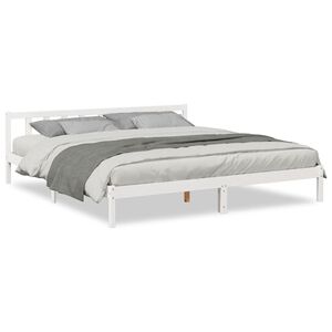 vidaXL Cama extralarga sin colch&oacute;n madera maciza pino blanca 200x210cm