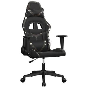 vidaXL Silla gaming de masaje cuero sint&eacute;tico negro y camuflaje