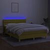 vidaXL Cama box spring colch&oacute;n y luces LED tela verde 140x190 cm