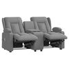 vidaXL Sillón reclinable masaje 2 plazas y portavasos cuero PE gris