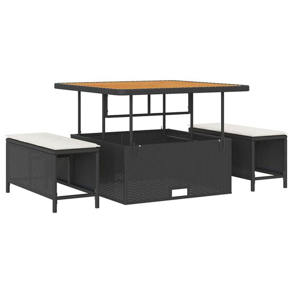 vidaXL Conjunto de sof&aacute; de jard&iacute;n 9 pcs Negro y crema rat&aacute;n sint&eacute;tico