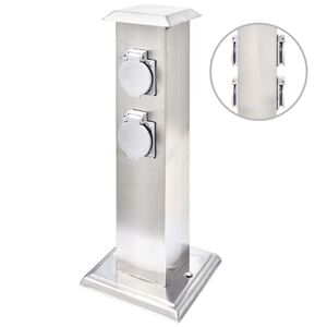 vidaXL Columna con enchufes para el jard&iacute;n acero inoxidable negro
