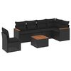 vidaXL Set de comedor de jard&iacute;n 7 pzas y cojines rat&aacute;n sint&eacute;tico negro