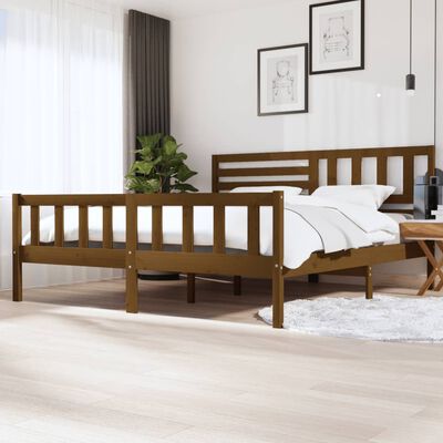 vidaXL Estructura de cama madera maciza marrón miel 200x200 cm