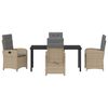 vidaXL Conjunto de Comedor de Jard&iacute;n 5 pcs Beige rat&aacute;n sint&eacute;tico