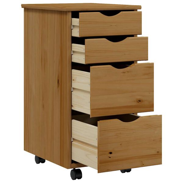 vidaXL Cajonera con ruedas MOSS madera maciza pino marrón miel