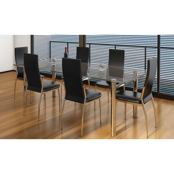 vidaXL Sillas de comedor 6 unidades cuero sint&eacute;tico negro
