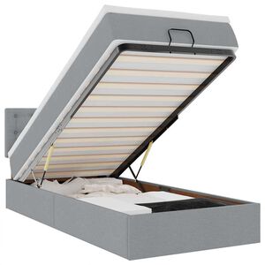 vidaXL Estructura de cama otomana con colch&oacute;n tela gris claro 90x190cm