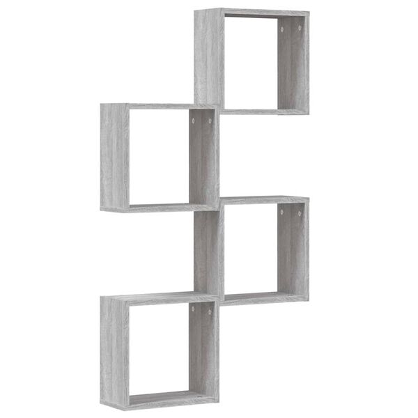 vidaXL Estantes cubo de pared 4 unidades gris sonoma 30x15x30 cm
