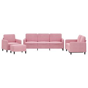 vidaXL Juego de sof&aacute;s 4 piezas terciopelo rosa