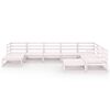vidaXL Set de sal&oacute;n de jard&iacute;n de 9 piezas blanco madera maciza de pino