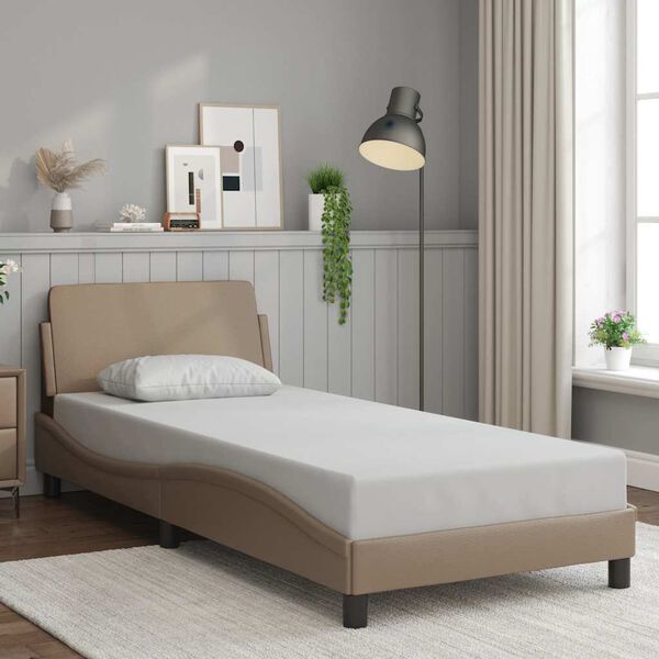 vidaXL Estructura de cama Dover cuero sint&eacute;tico capuchino 90x190 cm