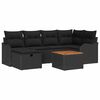 vidaXL Conjunto de sof&aacute;s de jard&iacute;n 7 uds. Negro Polirat&aacute;n