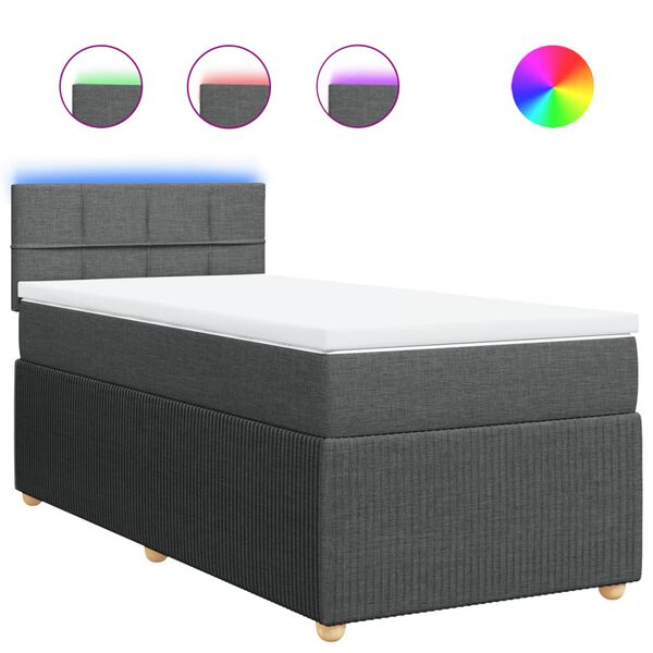 vidaXL Cama box spring con colchón tela gris oscuro 90x200 cm