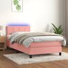 vidaXL Cama box spring colch&oacute;n y LED terciopelo rosa 90x190 cm
