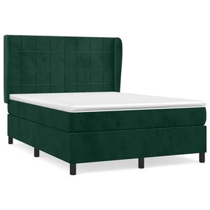 vidaXL Cama box spring con colch&oacute;n terciopelo verde oscuro 140x200 cm